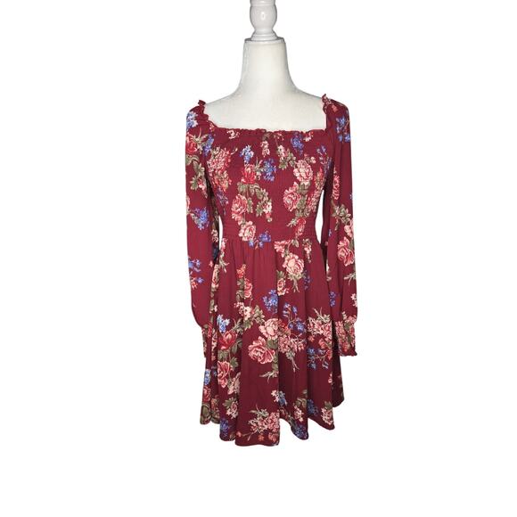 Exhilaration Women's  Tropical floral Mesh Long Sleeve Spring Dress Size large - Picture 1 of 3